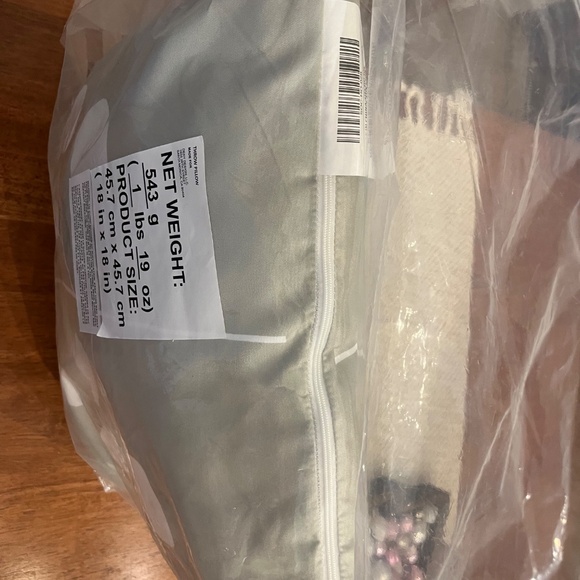 NWT Sage Green and Cream 18X18 Pillow in bag, Zippered, FabFitFun - Picture 6 of 6